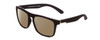 Profile View of Coyote Marco Designer Polarized Sunglasses with Custom Cut Amber Brown Lenses in Matte Black Unisex Square Full Rim Acetate 53 mm
