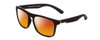 Profile View of Coyote Marco Designer Polarized Sunglasses with Custom Cut Red Mirror Lenses in Matte Black Unisex Square Full Rim Acetate 53 mm