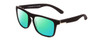 Profile View of Coyote Marco Designer Polarized Reading Sunglasses with Custom Cut Powered Green Mirror Lenses in Matte Black Unisex Square Full Rim Acetate 53 mm