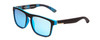 Profile View of Coyote Marco Unisex Square Polarized Sunglasses Black Grey/Ice Blue Mirror 53 mm