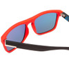 Close Up View of Coyote Marco Unisex Square Polarized Sunglasses Matte Black Grey/Red Mirror 53mm