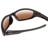 Close Up View of Coyote P-19 Unisex Wrap Designer Polarized Sunglasses in Matte Black/Brown 60 mm