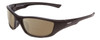 Profile View of Coyote P-19 Designer Polarized Reading Sunglasses with Custom Cut Powered Amber Brown Lenses in Matte Black Unisex Wrap Full Rim Acetate 60 mm