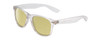 Profile View of Coyote P-23 Designer Polarized Reading Sunglasses with Custom Cut Powered Sun Flower Yellow Lenses in Crystal Clear Grey Unisex Square Full Rim Acetate 51 mm