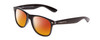 Profile View of Coyote P-23 Designer Polarized Sunglasses with Custom Cut Red Mirror Lenses in Gloss Black Unisex Square Full Rim Acetate 51 mm