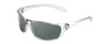 Profile View of Coyote P-38 Designer Polarized Sunglasses with Custom Cut Smoke Grey Lenses in Crystal Grey Unisex Wrap Full Rim Acetate 65 mm