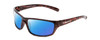 Profile View of Coyote P-42 Designer Polarized Reading Sunglasses with Custom Cut Powered Blue Mirror Lenses in Tortoise Unisex Wrap Full Rim Acetate 63 mm