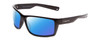 Profile View of Coyote Raptor Designer Polarized Sunglasses with Custom Cut Blue Mirror Lenses in Gloss Black Grey Mens Wrap Full Rim Acetate 63 mm