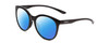 Profile View of Smith Optics Bayside Designer Polarized Sunglasses with Custom Cut Blue Mirror Lenses in Gloss Black Unisex Cateye Full Rim Acetate 54 mm