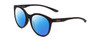 Profile View of Smith Optics Bayside Designer Polarized Sunglasses with Custom Cut Blue Mirror Lenses in Matte Black Unisex Cateye Full Rim Acetate 54 mm