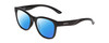 Profile View of Smith Optics Caper Designer Polarized Sunglasses with Custom Cut Blue Mirror Lenses in Gloss Black Ladies Cateye Full Rim Acetate 53 mm
