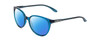 Profile View of Smith Optics Cheetah Designer Polarized Sunglasses with Custom Cut Blue Mirror Lenses in Cool Blue Crystal Ladies Cateye Full Rim Acetate 54 mm