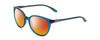 Profile View of Smith Optics Cheetah Designer Polarized Sunglasses with Custom Cut Red Mirror Lenses in Cool Blue Crystal Ladies Cateye Full Rim Acetate 54 mm