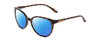 Profile View of Smith Optics Cheetah Designer Polarized Sunglasses with Custom Cut Blue Mirror Lenses in Vintage Tortoise Havana Brown Gold Ladies Cateye Full Rim Acetate 54 mm
