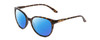 Profile View of Smith Optics Cheetah Designer Polarized Reading Sunglasses with Custom Cut Powered Blue Mirror Lenses in Vintage Tortoise Havana Brown Gold Ladies Cateye Full Rim Acetate 54 mm