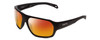 Profile View of Smith Optics Deckboss Designer Polarized Sunglasses with Custom Cut Red Mirror Lenses in Matte Black Unisex Rectangle Full Rim Acetate 63 mm