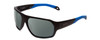 Profile View of Smith Optics Deckboss Designer Polarized Sunglasses with Custom Cut Smoke Grey Lenses in Matte Black Blue Unisex Rectangle Full Rim Acetate 63 mm