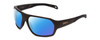 Profile View of Smith Optics Deckboss Designer Polarized Sunglasses with Custom Cut Blue Mirror Lenses in Matte Gravy Grey Unisex Rectangle Full Rim Acetate 63 mm