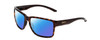 Profile View of Smith Optics Emerge Designer Polarized Sunglasses with Custom Cut Blue Mirror Lenses in Tortoise Havana Gold Unisex Square Full Rim Acetate 60 mm