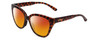 Profile View of Smith Optics Era Designer Polarized Sunglasses with Custom Cut Red Mirror Lenses in Tortoise Havana Brown Gold Ladies Cateye Full Rim Acetate 55 mm