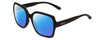 Profile View of Smith Optics Flare Designer Polarized Reading Sunglasses with Custom Cut Powered Blue Mirror Lenses in Matte Black Ladies Oversized Full Rim Acetate 57 mm