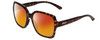 Profile View of Smith Optics Flare Designer Polarized Sunglasses with Custom Cut Red Mirror Lenses in Tortoise Havana Brown Gold Ladies Oversized Full Rim Acetate 57 mm