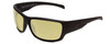 Profile View of Smith Optics Frontman Elite Designer Polarized Reading Sunglasses with Custom Cut Powered Sun Flower Yellow Lenses in Gloss Black Unisex Wrap Full Rim Acetate 61 mm