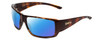 Profile View of Smith Optics Guides Choice XL Designer Polarized Reading Sunglasses with Custom Cut Powered Blue Mirror Lenses in Gloss Tortoise Havana Brown Gold Unisex Rectangle Full Rim Acetate 63 mm