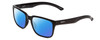 Profile View of Smith Optics Headliner Designer Polarized Sunglasses with Custom Cut Blue Mirror Lenses in Gloss Black Unisex Square Full Rim Acetate 55 mm