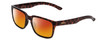 Profile View of Smith Optics Headliner Designer Polarized Sunglasses with Custom Cut Red Mirror Lenses in Tortoise Havana Gold Unisex Square Full Rim Acetate 55 mm