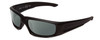 Profile View of Smith Optics Hudson Elite Designer Polarized Sunglasses with Custom Cut Smoke Grey Lenses in Gloss Black Unisex Rectangle Full Rim Acetate 59 mm
