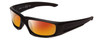 Profile View of Smith Optics Hudson Elite Designer Polarized Sunglasses with Custom Cut Red Mirror Lenses in Gloss Black Unisex Rectangle Full Rim Acetate 59 mm
