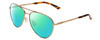 Profile View of Smith Optics Layback Designer Polarized Reading Sunglasses with Custom Cut Powered Green Mirror Lenses in Matte Gold Unisex Pilot Full Rim Metal 60 mm