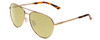 Profile View of Smith Optics Layback Designer Polarized Reading Sunglasses with Custom Cut Powered Sun Flower Yellow Lenses in Matte Gold Unisex Pilot Full Rim Metal 60 mm