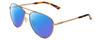 Profile View of Smith Optics Layback Designer Polarized Reading Sunglasses with Custom Cut Powered Blue Mirror Lenses in Matte Gold Unisex Pilot Full Rim Metal 60 mm