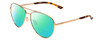 Profile View of Smith Optics Layback Designer Polarized Reading Sunglasses with Custom Cut Powered Green Mirror Lenses in Rose Gold Unisex Pilot Full Rim Metal 60 mm