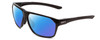 Profile View of Smith Optics Leadout PivLock Designer Polarized Sunglasses with Custom Cut Blue Mirror Lenses in Gloss Black Unisex Square Full Rim Acetate 63 mm