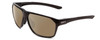 Profile View of Smith Optics Leadout PivLock Designer Polarized Sunglasses with Custom Cut Amber Brown Lenses in Gloss Black Unisex Square Full Rim Acetate 63 mm