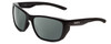 Profile View of Smith Optics Longfin Designer Polarized Reading Sunglasses with Custom Cut Powered Smoke Grey Lenses in Gloss Black Unisex Wrap Full Rim Acetate 59 mm