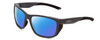 Profile View of Smith Optics Longfin Designer Polarized Sunglasses with Custom Cut Blue Mirror Lenses in Matte Cement Grey Unisex Rectangle Full Rim Acetate 59 mm