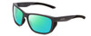 Profile View of Smith Optics Longfin Designer Polarized Reading Sunglasses with Custom Cut Powered Green Mirror Lenses in Matte Cement Grey Unisex Rectangle Full Rim Acetate 59 mm