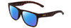 Profile View of Smith Optics Lowdown 2 Designer Polarized Sunglasses with Custom Cut Blue Mirror Lenses in Matte Tortoise Havana Brown Gold Unisex Classic Full Rim Acetate 55 mm