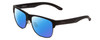 Profile View of Smith Optics Lowdown Split Designer Polarized Sunglasses with Custom Cut Blue Mirror Lenses in Matte Black Unisex Classic Semi-Rimless Acetate 56 mm