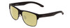 Profile View of Smith Optics Lowdown Split Designer Polarized Reading Sunglasses with Custom Cut Powered Sun Flower Yellow Lenses in Matte Black Unisex Classic Semi-Rimless Acetate 56 mm