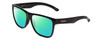Profile View of Smith Optics Lowdown Xl 2 Designer Polarized Reading Sunglasses with Custom Cut Powered Green Mirror Lenses in Gloss Black Unisex Classic Full Rim Acetate 60 mm