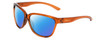 Profile View of Smith Optics Monterey Designer Polarized Sunglasses with Custom Cut Blue Mirror Lenses in Crystal Tobacco Ladies Cateye Full Rim Acetate 58 mm