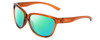 Profile View of Smith Optics Monterey Designer Polarized Reading Sunglasses with Custom Cut Powered Green Mirror Lenses in Crystal Tobacco Ladies Cateye Full Rim Acetate 58 mm