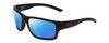 Profile View of Smith Optics Outback Elite Designer Polarized Sunglasses with Custom Cut Blue Mirror Lenses in Matte Black Unisex Square Full Rim Acetate 59 mm