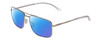 Profile View of Smith Optics Outcome Designer Polarized Sunglasses with Custom Cut Blue Mirror Lenses in Silver Unisex Pilot Full Rim Metal 59 mm