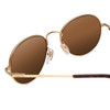 Close Up View of Smith Prep Unisex Round Designer Sunglasses in Matte Gold/Polarized Brown 53 mm